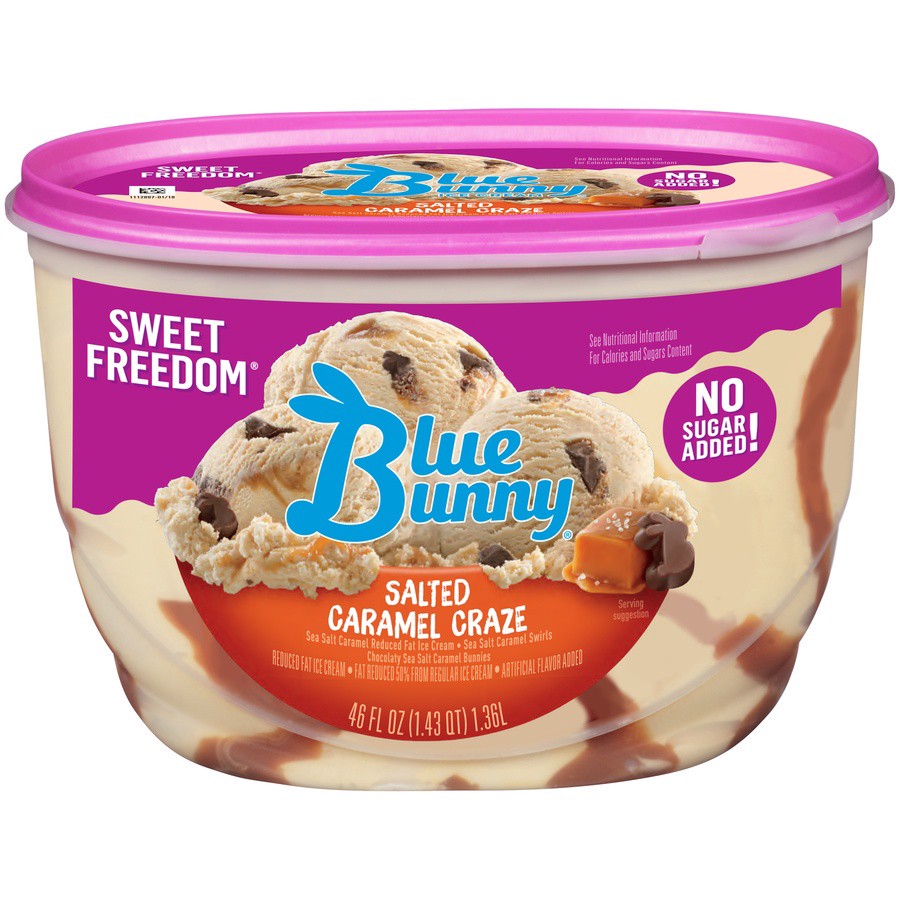 slide 2 of 9, Blue Bunny Salted Caramel Ice Cream Sweet Freedom, 46 fl oz
