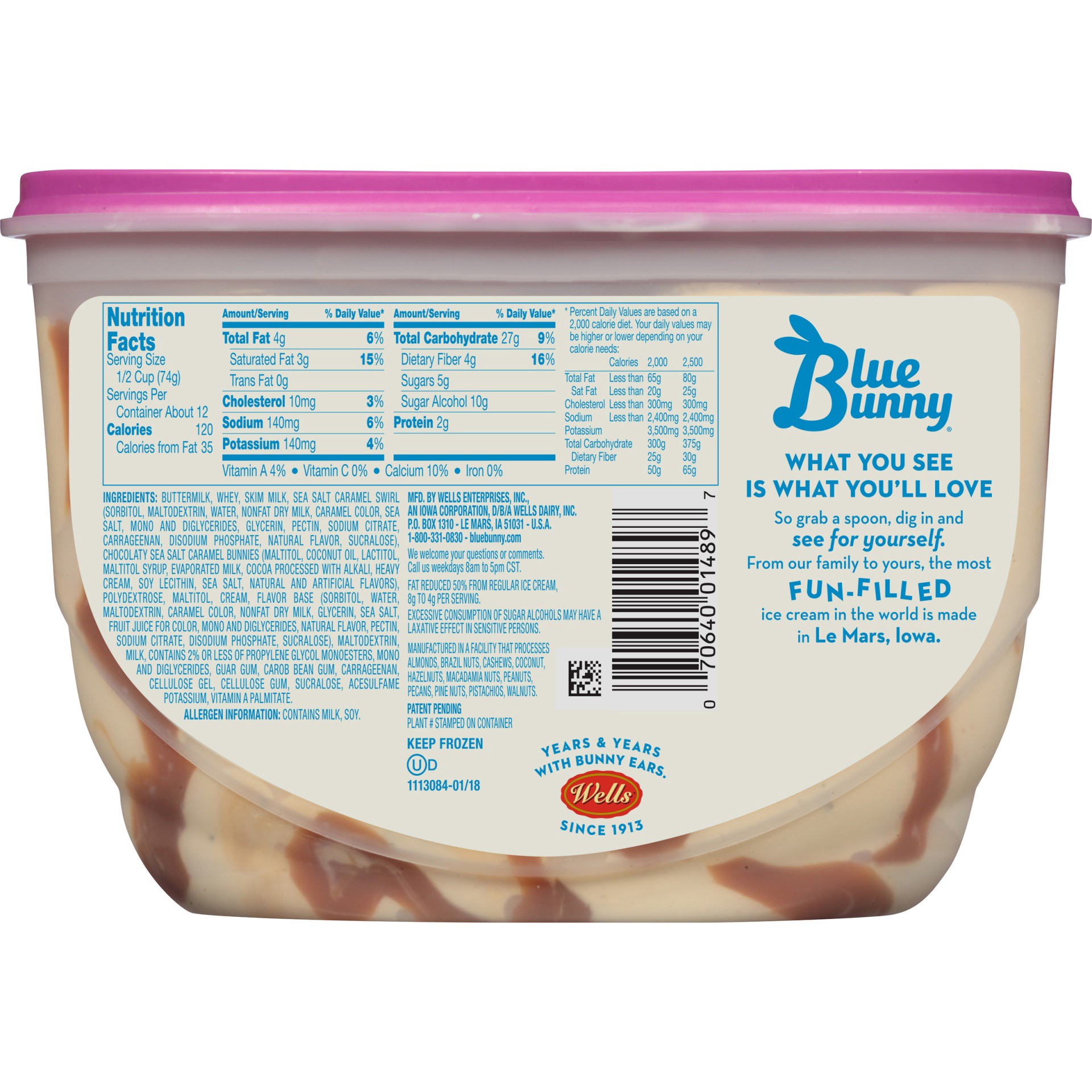 slide 5 of 9, Blue Bunny Salted Caramel Ice Cream Sweet Freedom, 46 fl oz