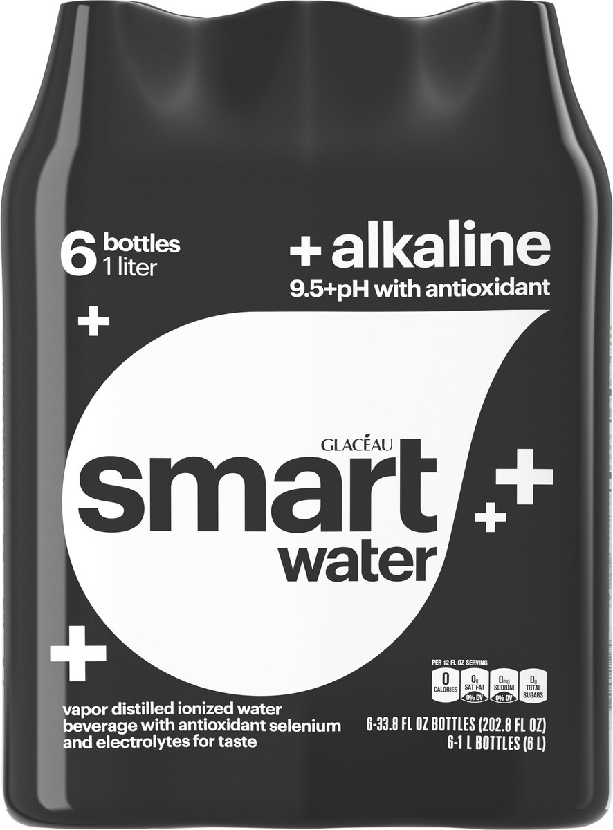 slide 8 of 9, smartwater Glaceau Smartwater Alkaline With Antioxidant Bottles- 6 ct, 6 ct; 1 liter