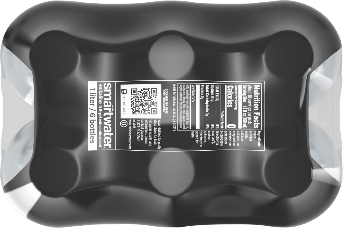 slide 7 of 9, smartwater Glaceau Smartwater Alkaline With Antioxidant Bottles- 6 ct, 6 ct; 1 liter