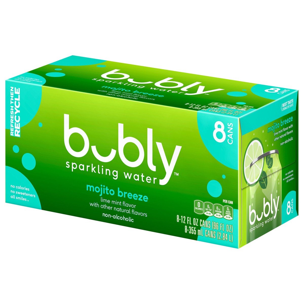 slide 2 of 4, bubly Sparkling Water Mojito Breeze 12 Fl Oz x 8 Count, 96 oz