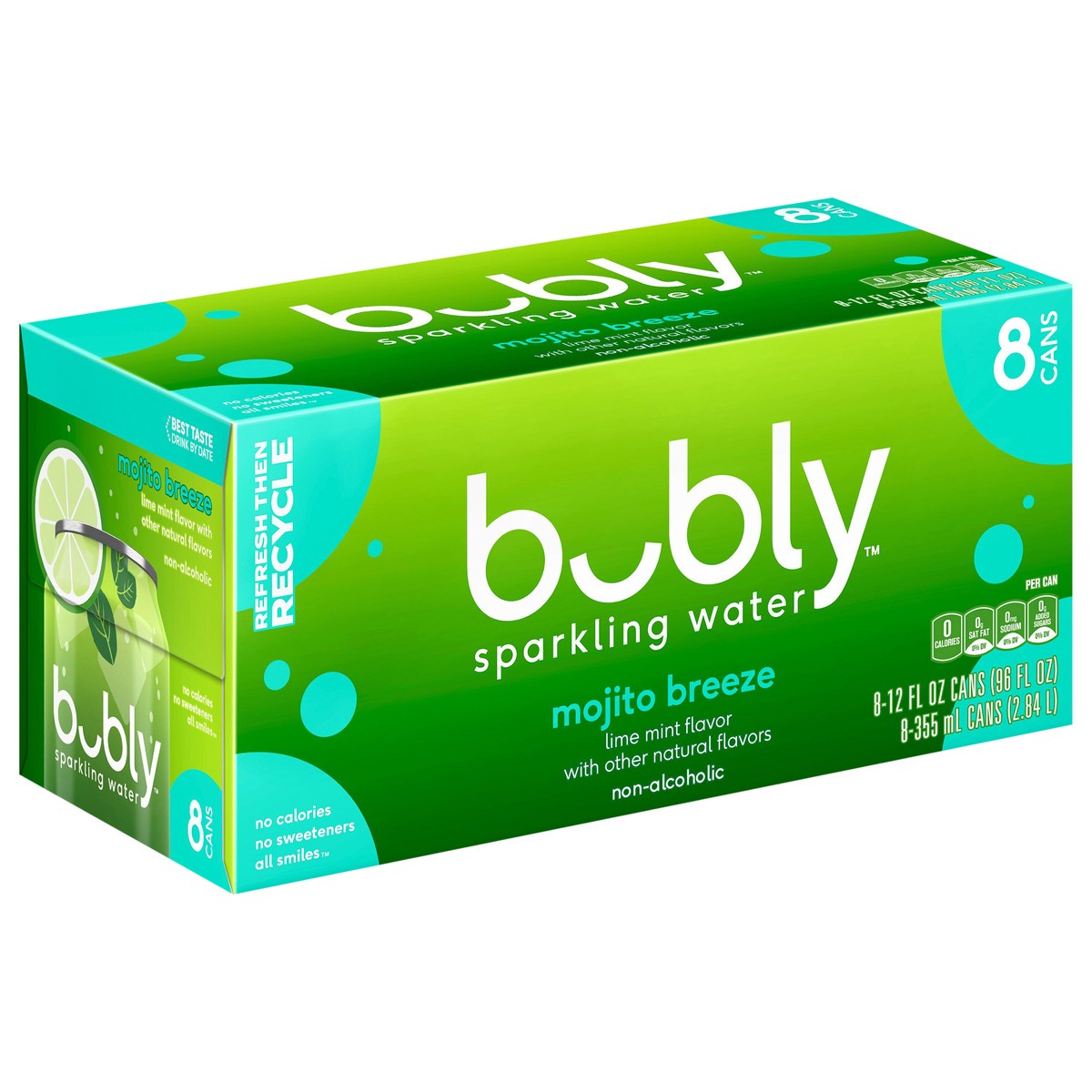 slide 4 of 4, bubly Sparkling Water Mojito Breeze 12 Fl Oz x 8 Count, 96 oz
