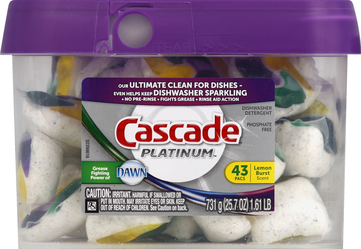 slide 1 of 5, Cascade Dishwasher Detergent 43 ea, 43 ct