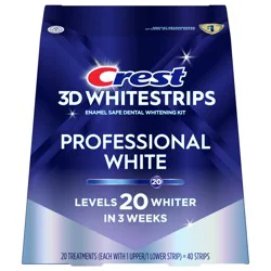 Crest 3D Whitestrips Professional White At-home Teeth Whitening Kit, 20 Treatments,20 Levels Whiter