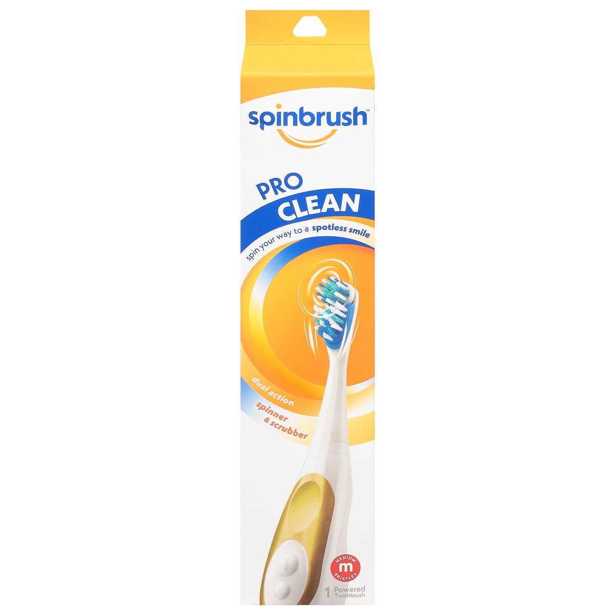 slide 1 of 9, Spinbrush Pro Clean Medium Powered Toothbrush 1 ea, 1 ct