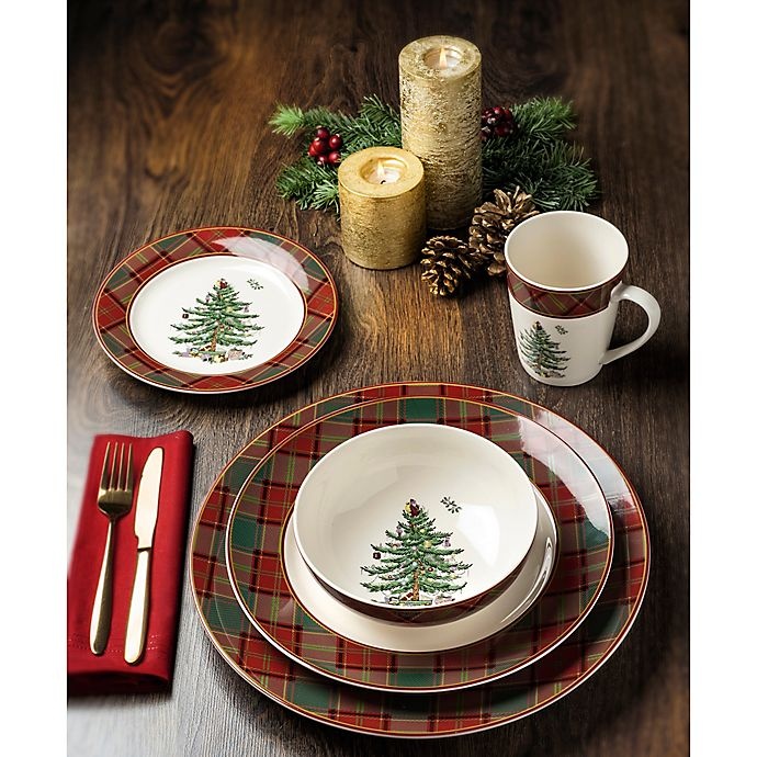 slide 5 of 5, Spode Christmas Tree Tartan Dinner Plate, 1 ct