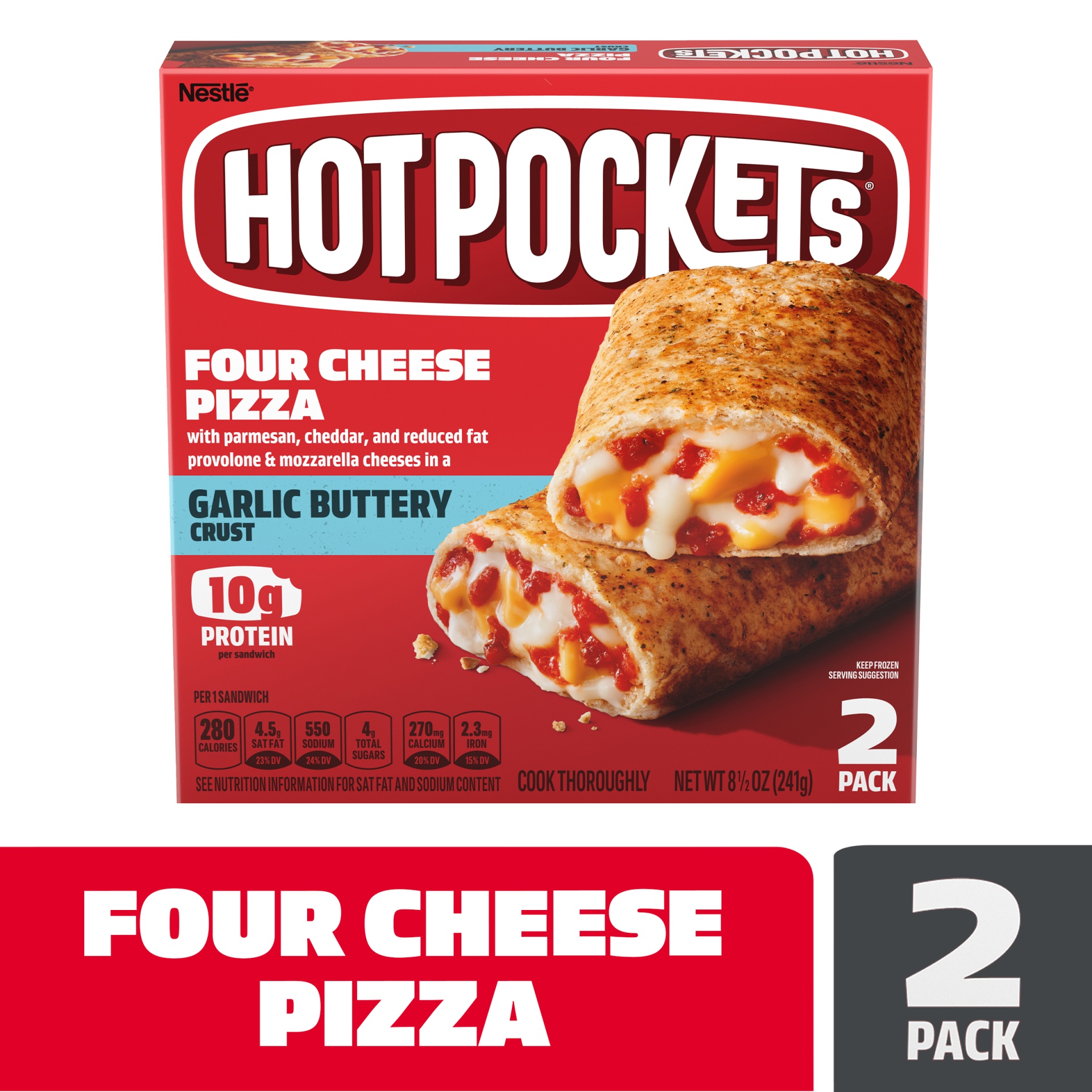 slide 1 of 1, Hot Pockets Four Cheese Pizza Frozen Sandwiches, 9 oz