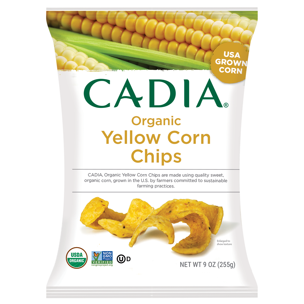 slide 1 of 1, Cadia Organic Yellow Corn Chips, 9 oz