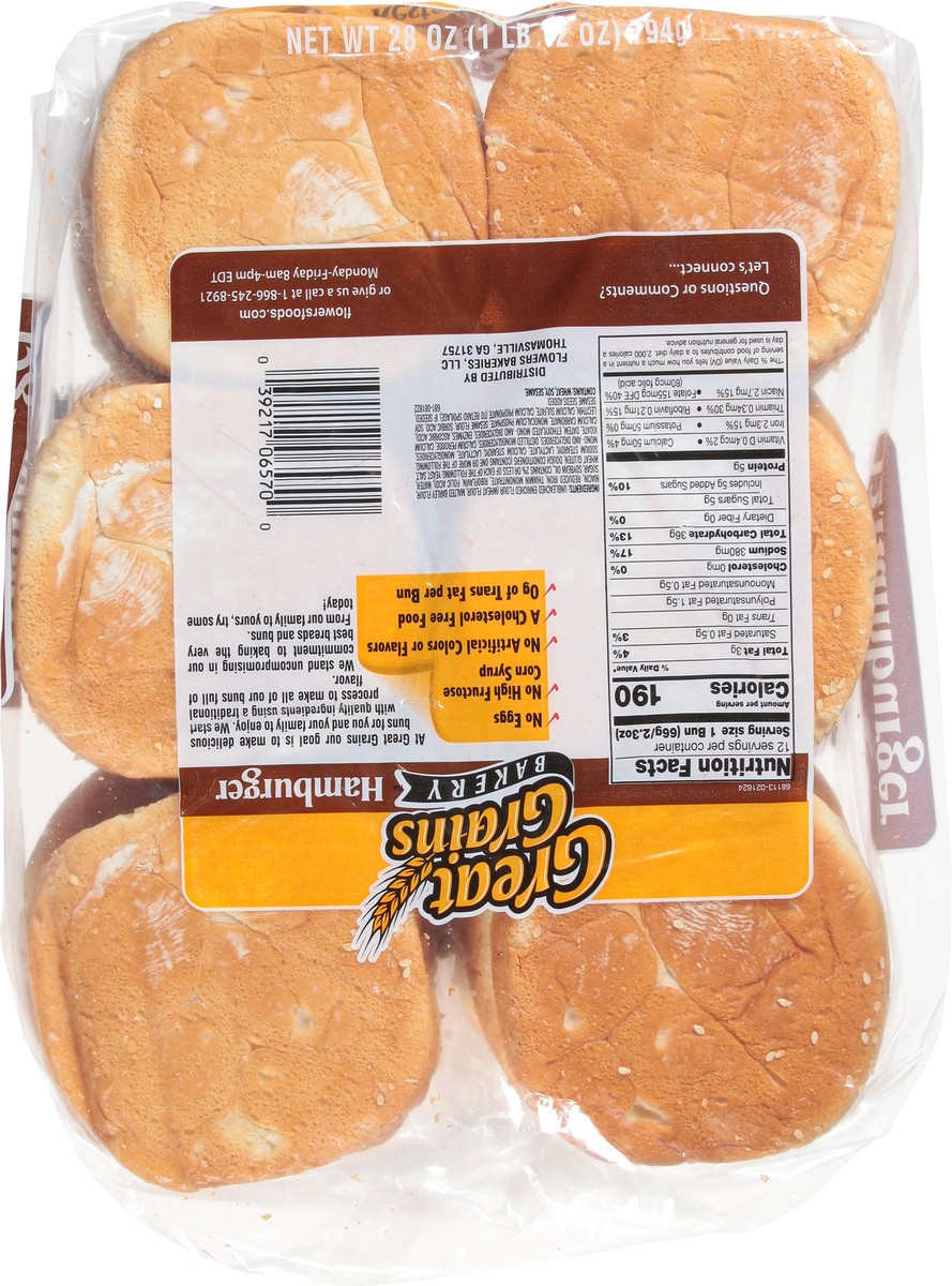 slide 4 of 14, Great Grains Buns Hamburger Sesame 12 Count, 28 oz