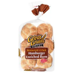 Great Grains Buns Hamburger Sesame 12 Count