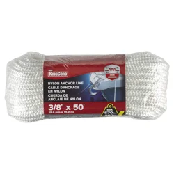 KingCord 3/8 x 50 ft Double Braid Nylon Anchor Line - White