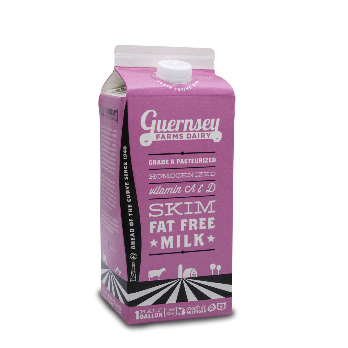 slide 1 of 1, Guernsey Farms Dairy Skim Fat Free Milk, 1/2 gal