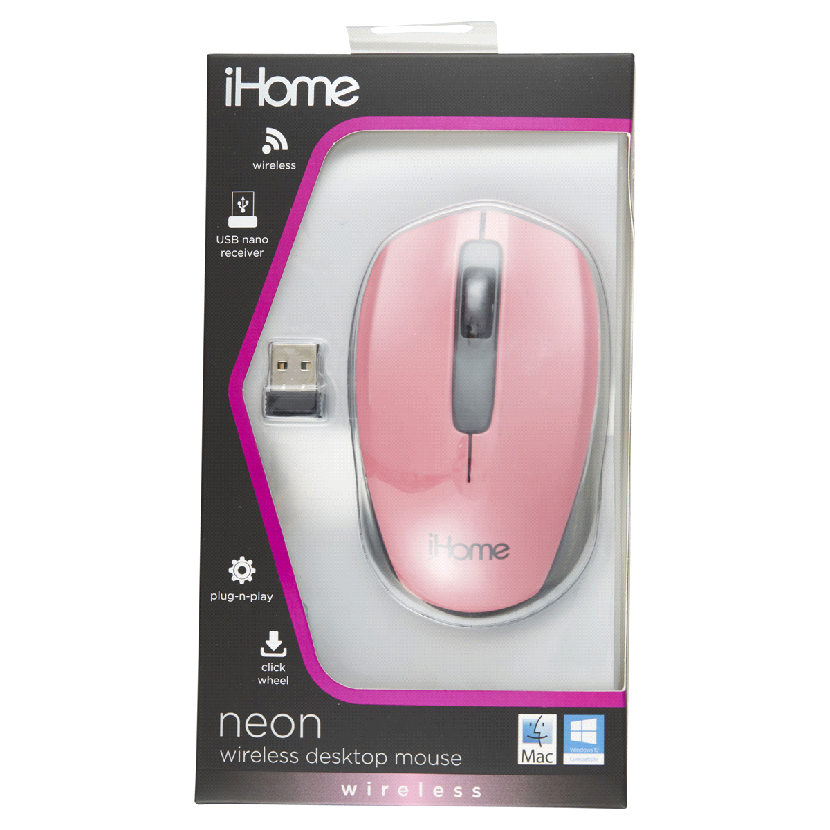 slide 1 of 1, iHome Neon Wireless Desktop Mouse, 1 ct