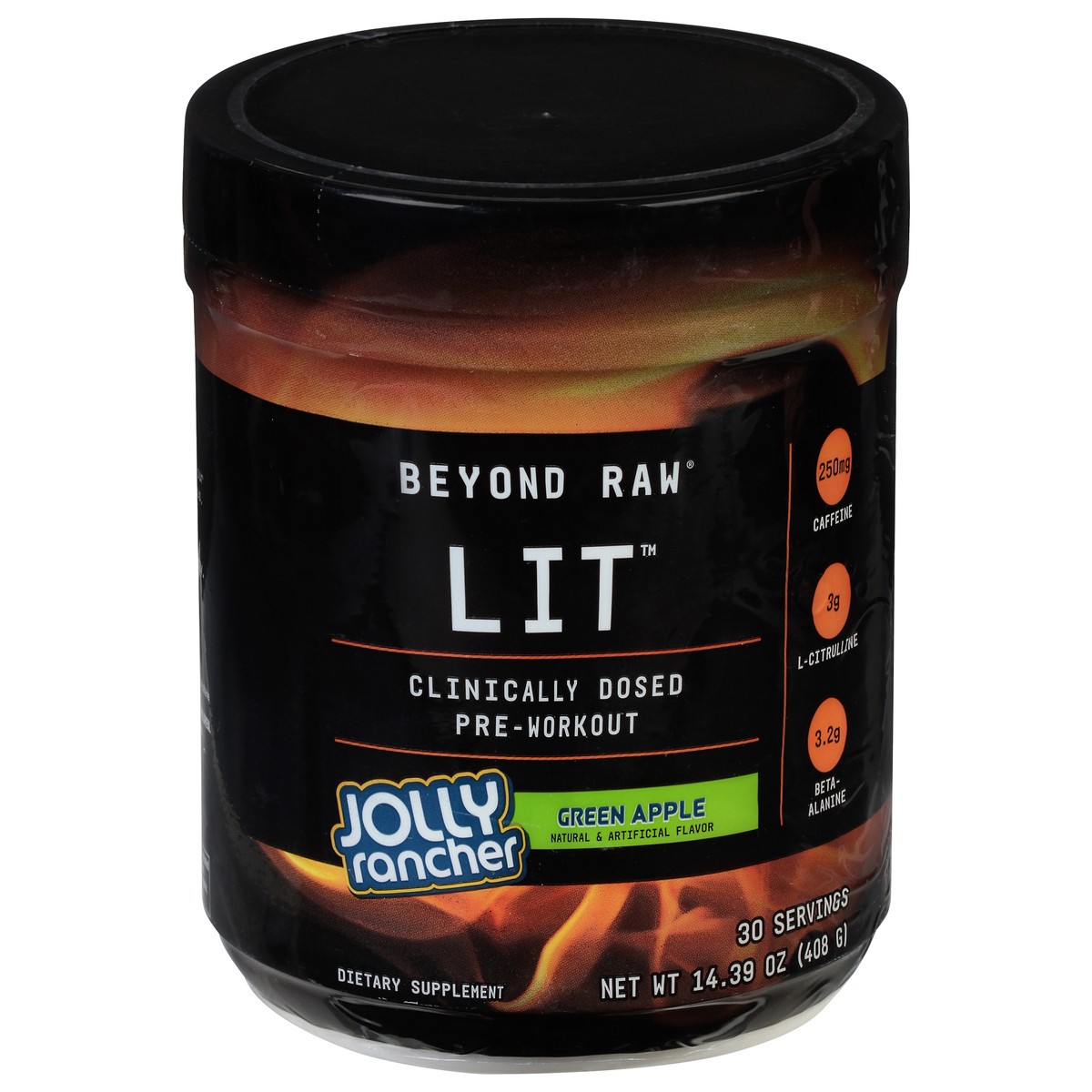 slide 1 of 9, Beyond Raw LIT Green Apple Pre-Workout - 14.39 oz, 14.39 oz