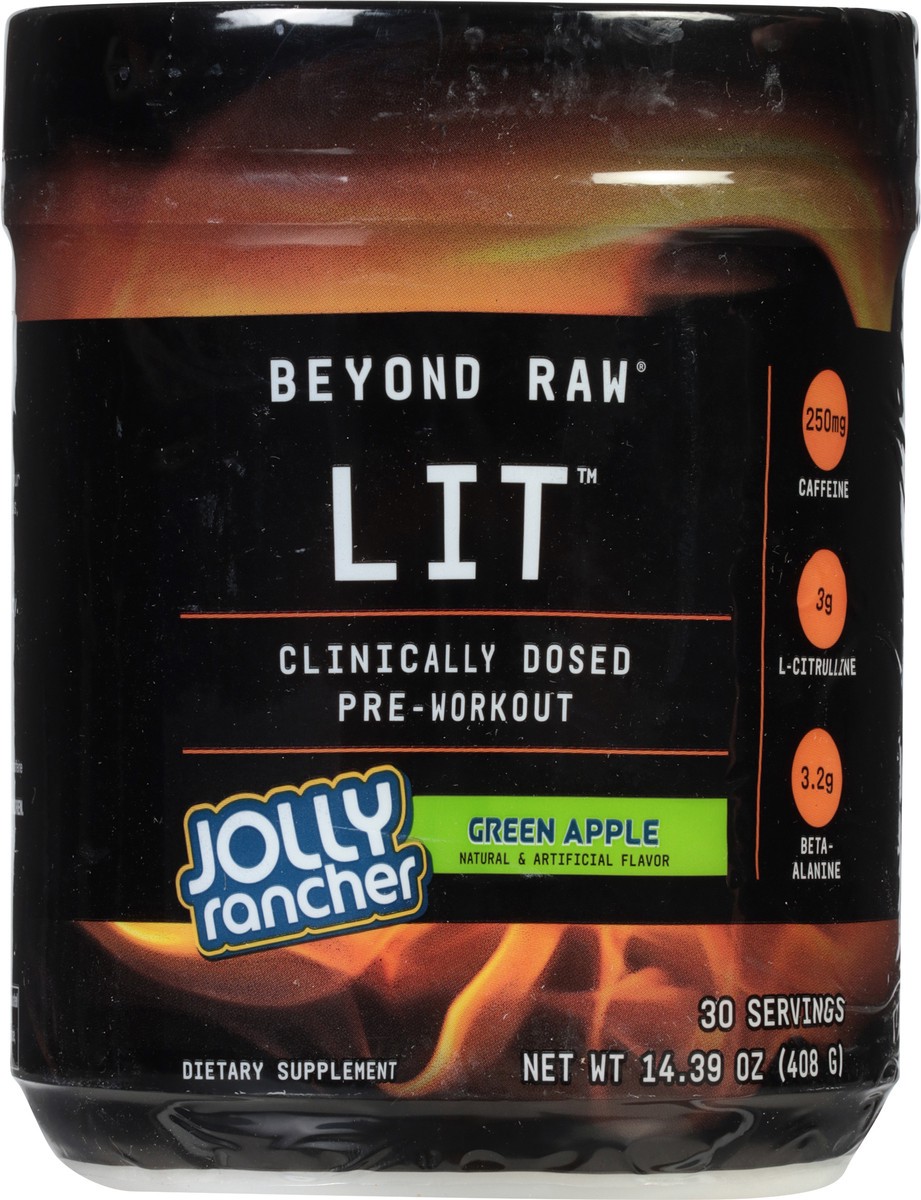 slide 4 of 9, Beyond Raw LIT Green Apple Pre-Workout - 14.39 oz, 14.39 oz