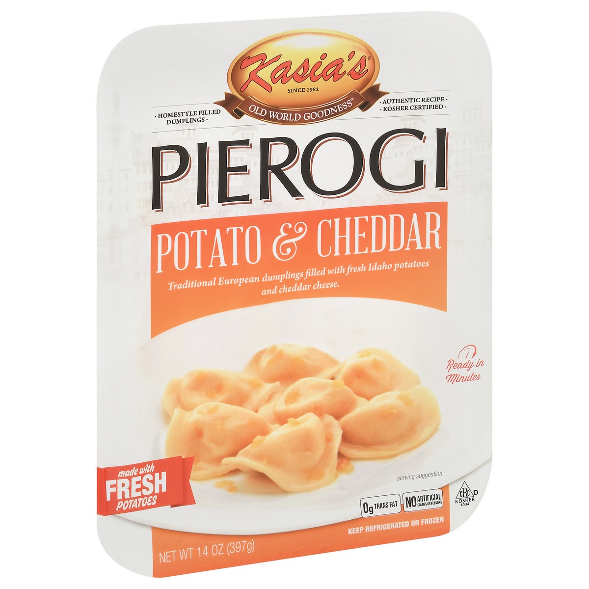 slide 9 of 9, Kasia's Potato & Cheddar Pierogi, 14 oz