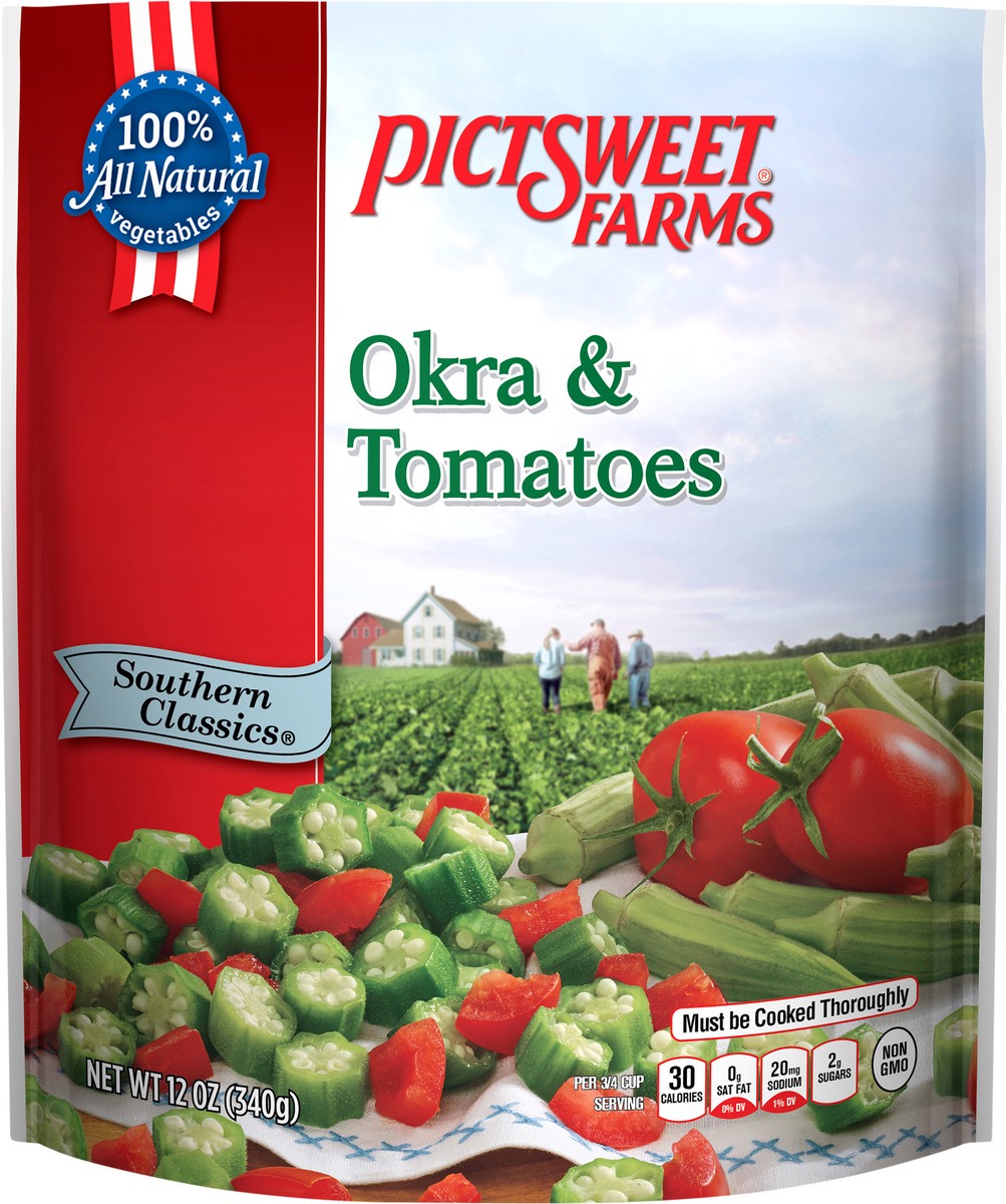 slide 3 of 3, PictSweet Okra & Tomatoes, 12 oz