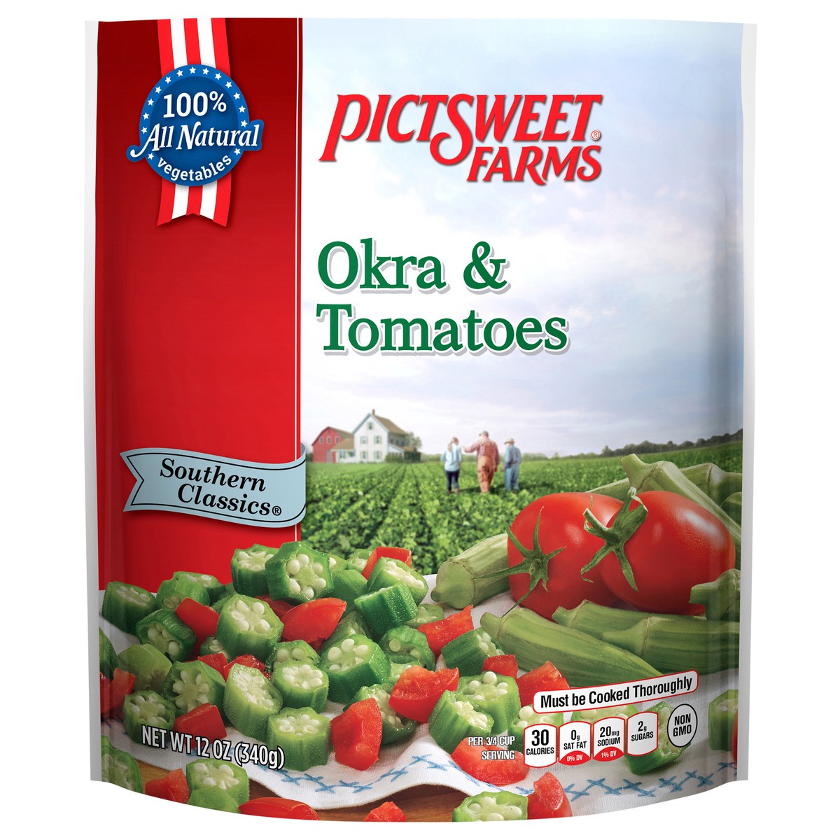 slide 1 of 3, PictSweet Okra & Tomatoes, 12 oz