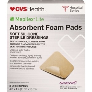 slide 1 of 1, CVS Health Mepilex Lite Absorbent Foam Pads, 3 ct