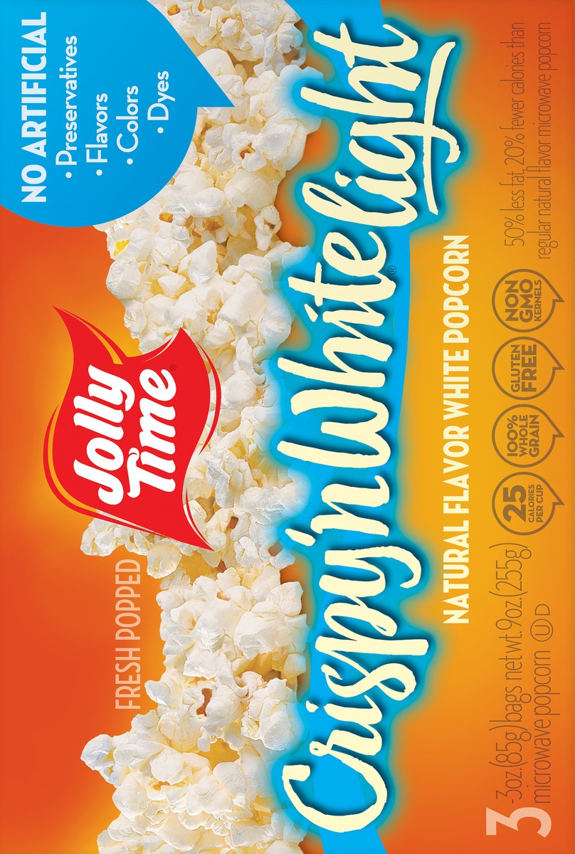 slide 3 of 7, Jolly Time Microwave Crispy'n White Light Popcorn 3 ea, 3 ct