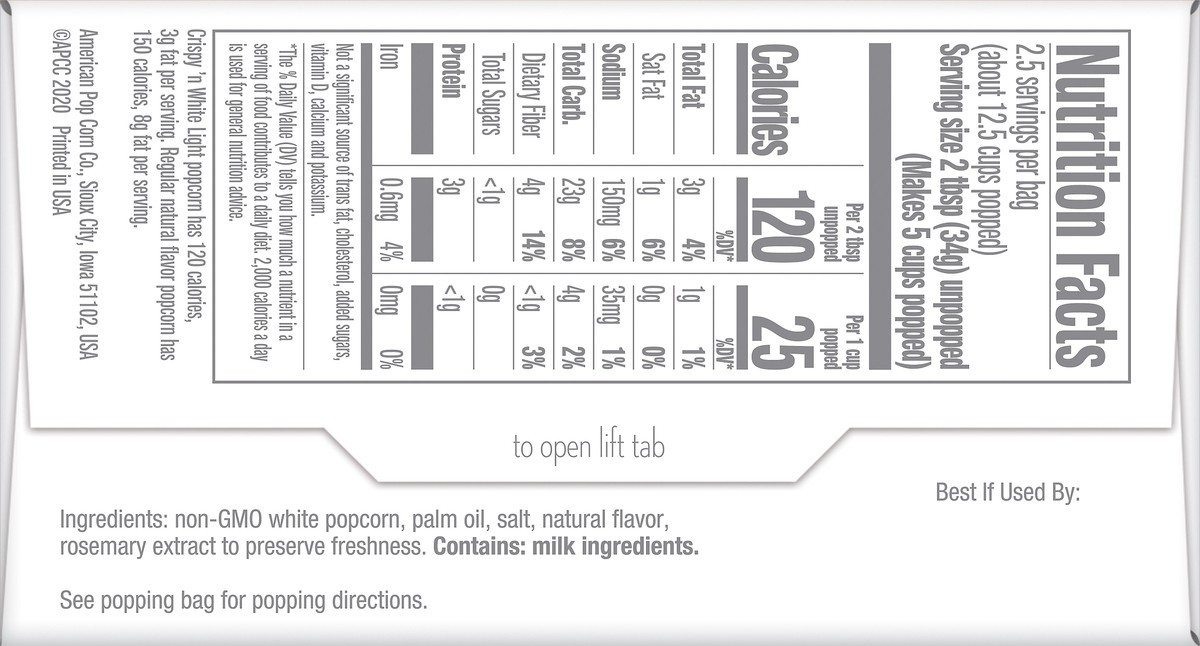 slide 7 of 7, Jolly Time Microwave Crispy'n White Light Popcorn 3 ea, 3 ct