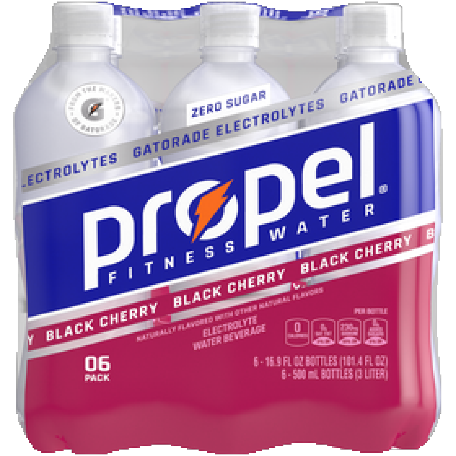 slide 1 of 1, Propel Zero Calorie Black Cherry Water Beverage 16.9 oz Bottles, 6 ct; 500 ml