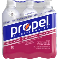 Propel Electrolyte Water Beverage, Zero Sugar, Black Cherry, 6 Pack