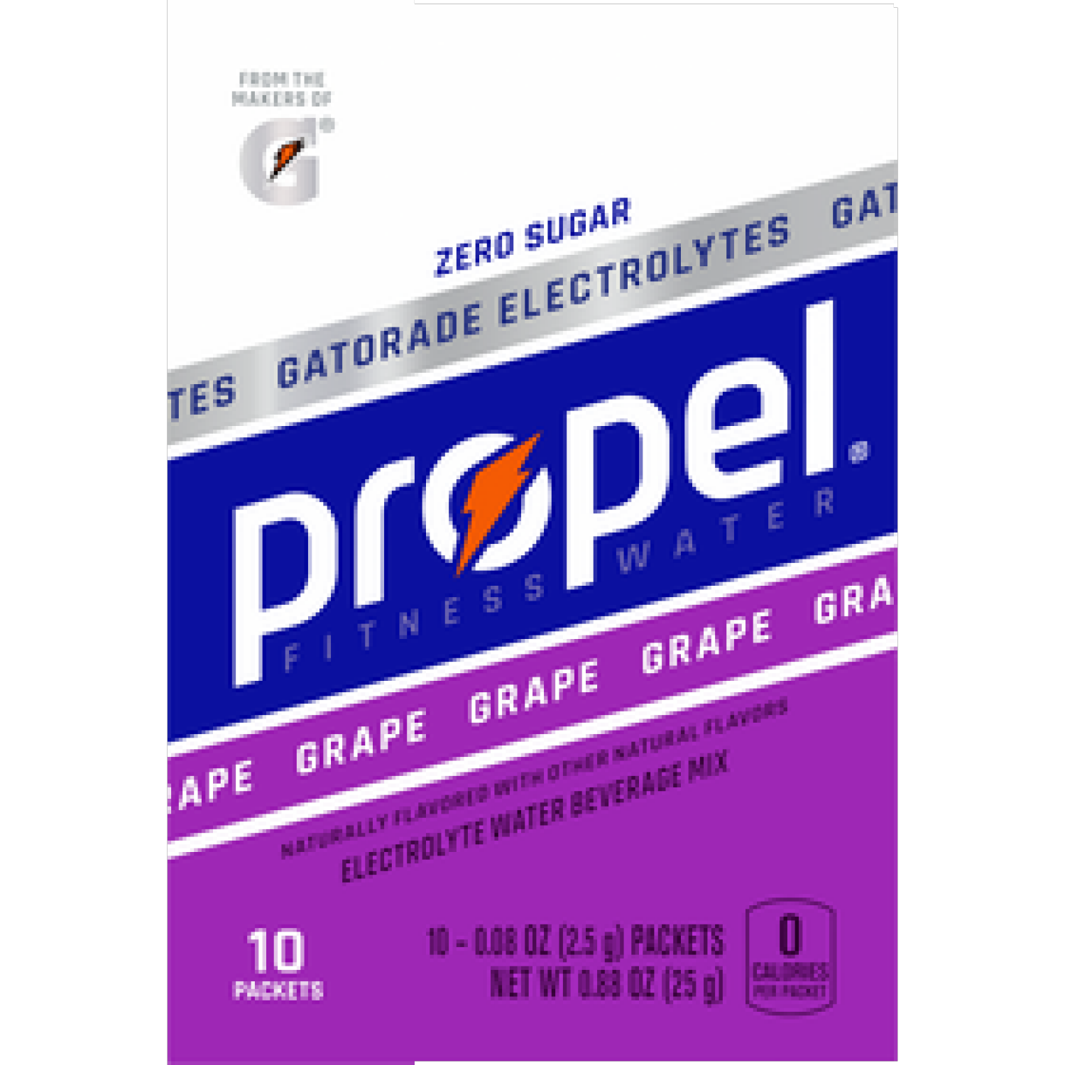 slide 1 of 1, Propel Electrolyte Water Beverage Mix, Zero Sugar, Grape, 10 Packets - 10 ct, 10 ct, 0.08 oz