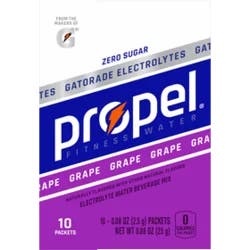 Propel Electrolyte Water Beverage Mix, Zero Sugar, Grape, 10 Packets - 10 ct