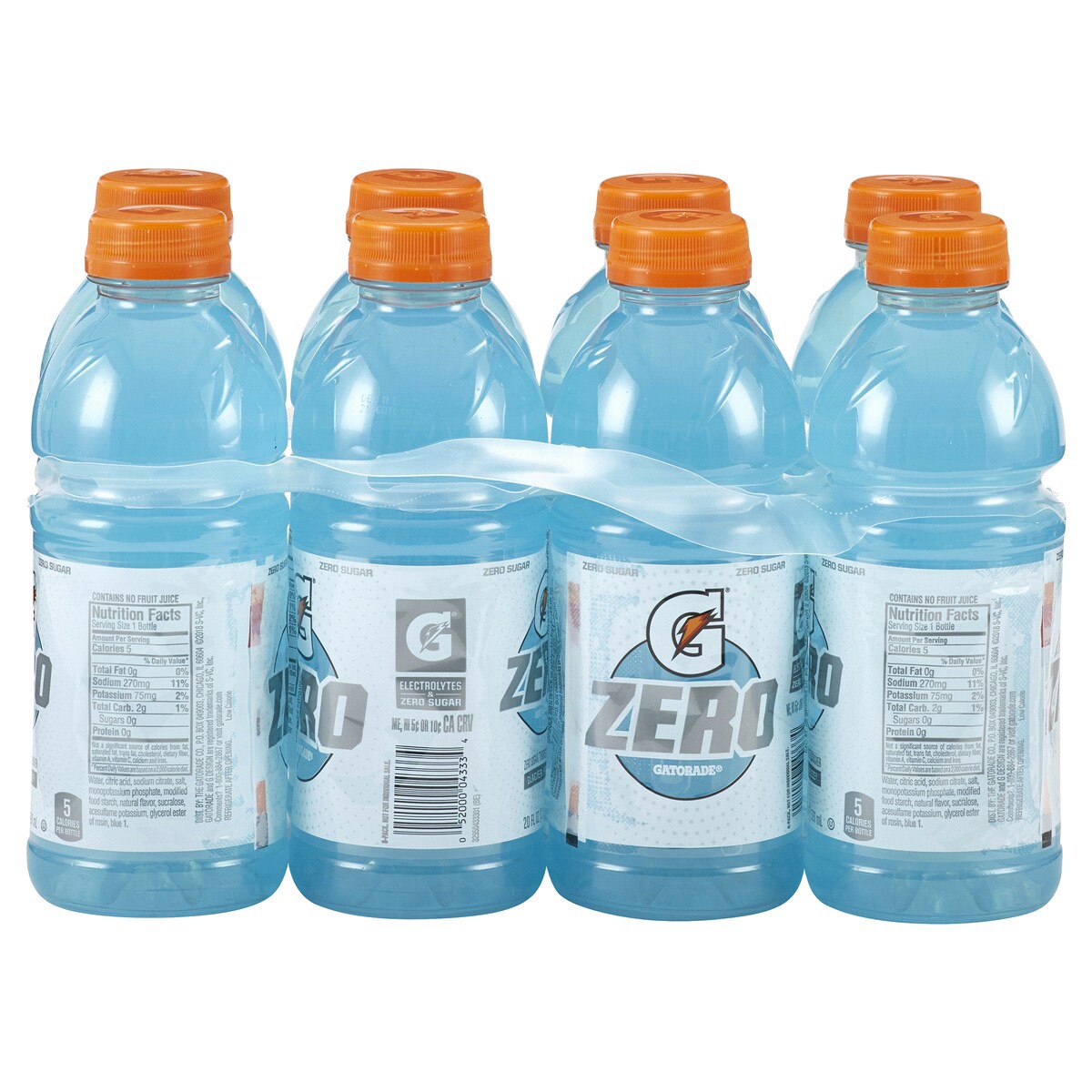 slide 2 of 2, Gatorade Zero Zero Sugar Thirst Quencher Glacier Freeze 20 Fl Oz, 8 Count, 8 ct; 20 fl oz