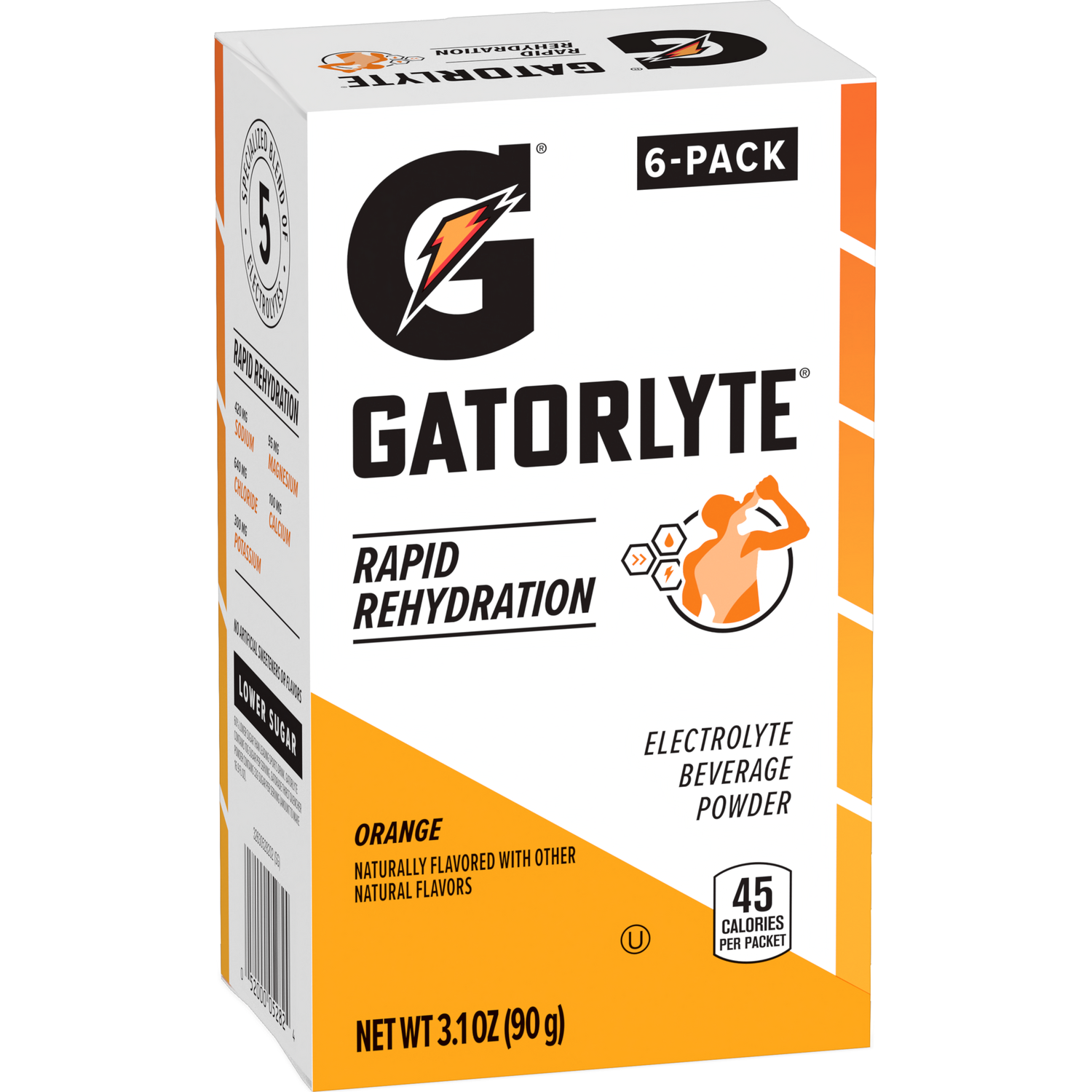 slide 3 of 3, Gatorade Electrolyte Beverage Powder, Orange, Rapid Rehydration, 6 Pack, 6 ct; 3.1 oz