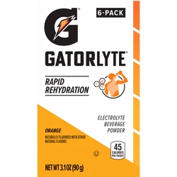 Gatorade Electrolyte Beverage Powder, Orange, Rapid Rehydration, 6 Pack