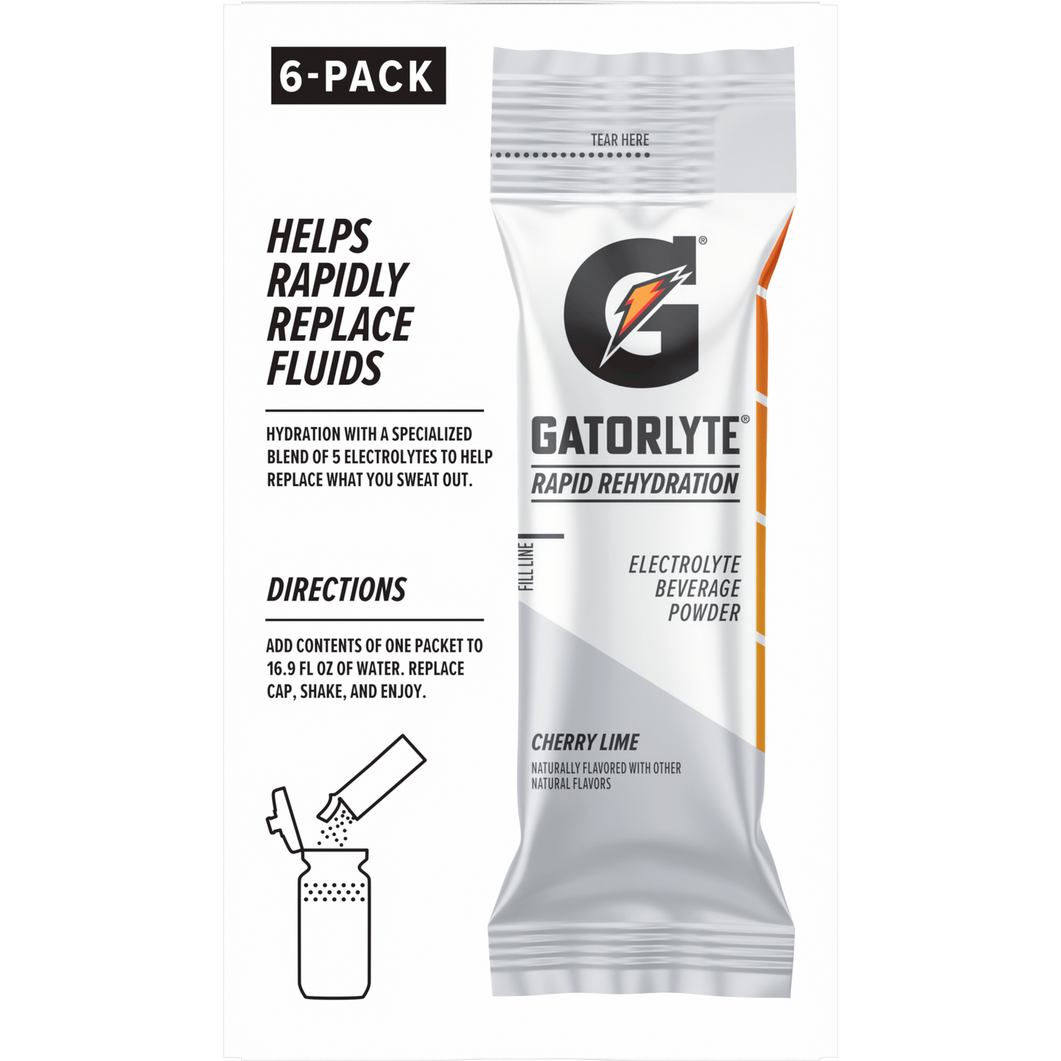 slide 2 of 3, Gatorade Electrolyte Beverage Powder, Cherry Lime, Rapid Rehydration, 6 Pack, 6 ct; 3.17 oz