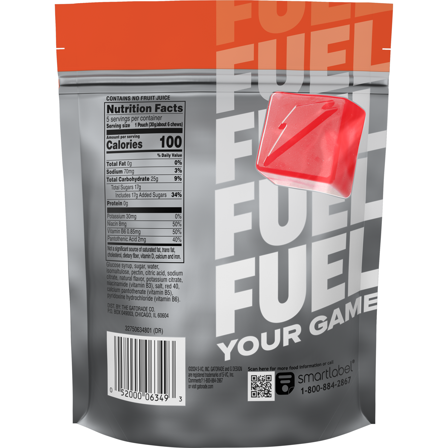 slide 2 of 2, Gatorade Carb Energy Chews Fruit Punch 5.28 Oz, 5 ct