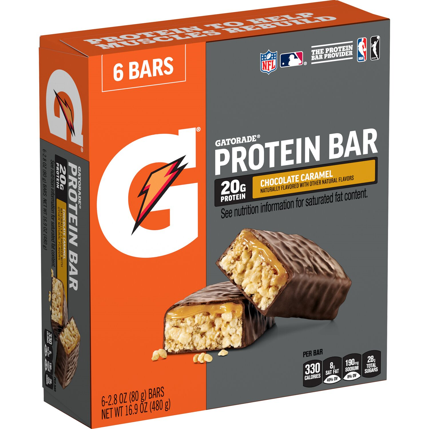 slide 1 of 1, Gatorade Protein Bars, Chocolate Caramel, 16.92 ct