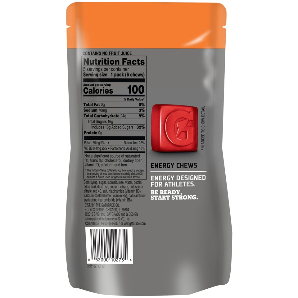 Gatorade Energy Chews Fruit Punch 1 Oz 5 Count 5 ct; 1 oz Shipt