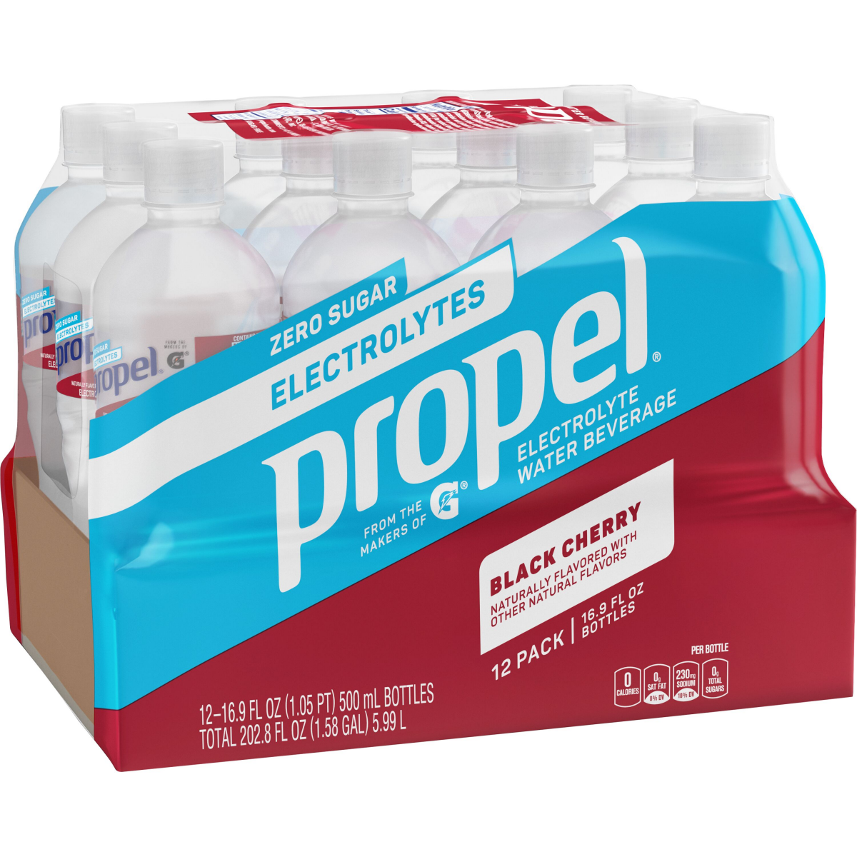 slide 2 of 2, Propel Electrolyte Water Beverage, Zero Sugar, Black Cherry, 12 Pack, 12 ct; 16.9 oz