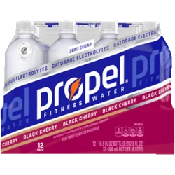 Propel Electrolyte Water Beverage, Zero Sugar, Black Cherry, 12 Pack