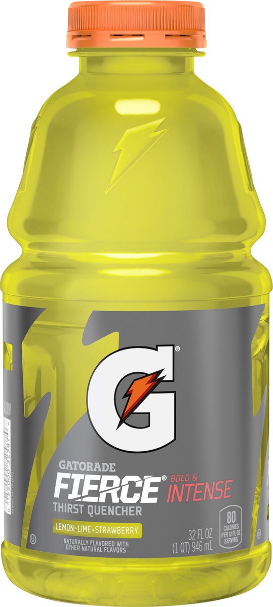 slide 4 of 5, Gatorade Fierce Bold & Intense Thirst Quencher Lemon-Lime + Strawberry Sports Drink, 32 fl oz