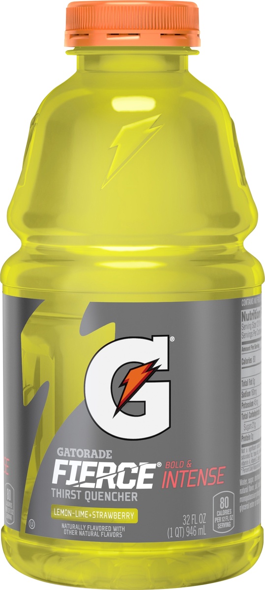 slide 5 of 5, Gatorade Fierce Bold & Intense Thirst Quencher Lemon-Lime + Strawberry Sports Drink, 32 fl oz