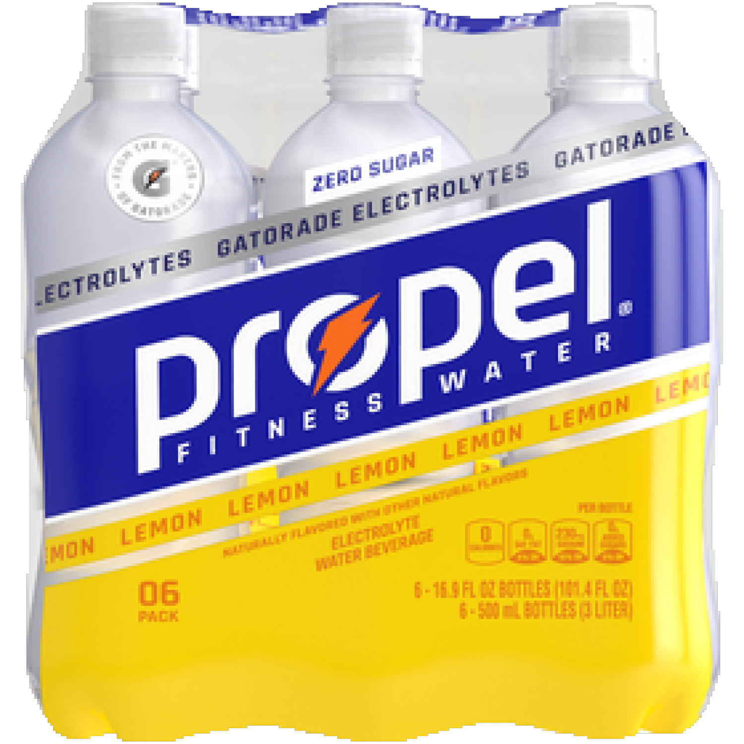 slide 1 of 1, Propel Electrolyte Water Beverage, Zero Sugar, Lemon- 6 ct, 6 ct; 16.9 fl oz
