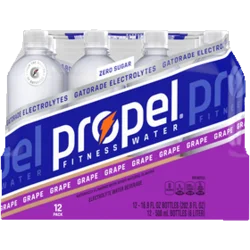 Propel Electrolyte Water Beverage, Zero Sugar, Grape, 12 Pack