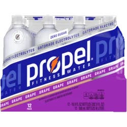 Propel Electrolyte Water Beverage, Zero Sugar, Grape, 12 Pack