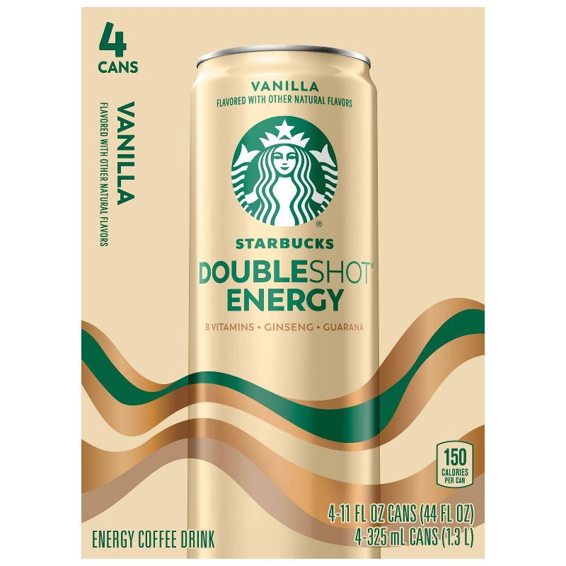 slide 2 of 8, Starbucks RTD Starbucks Doubleshot Energy Vanilla - 4pk/11 fl oz Cans, 4 ct; 11 fl oz