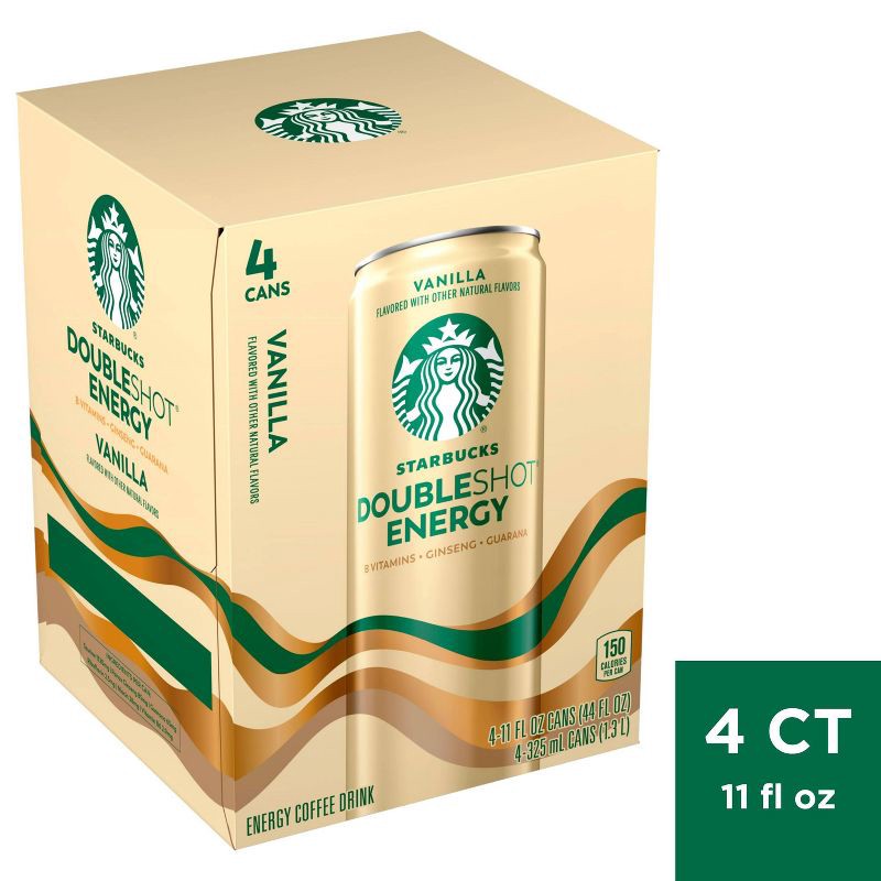 slide 1 of 8, Starbucks RTD Starbucks Doubleshot Energy Vanilla - 4pk/11 fl oz Cans, 4 ct; 11 fl oz