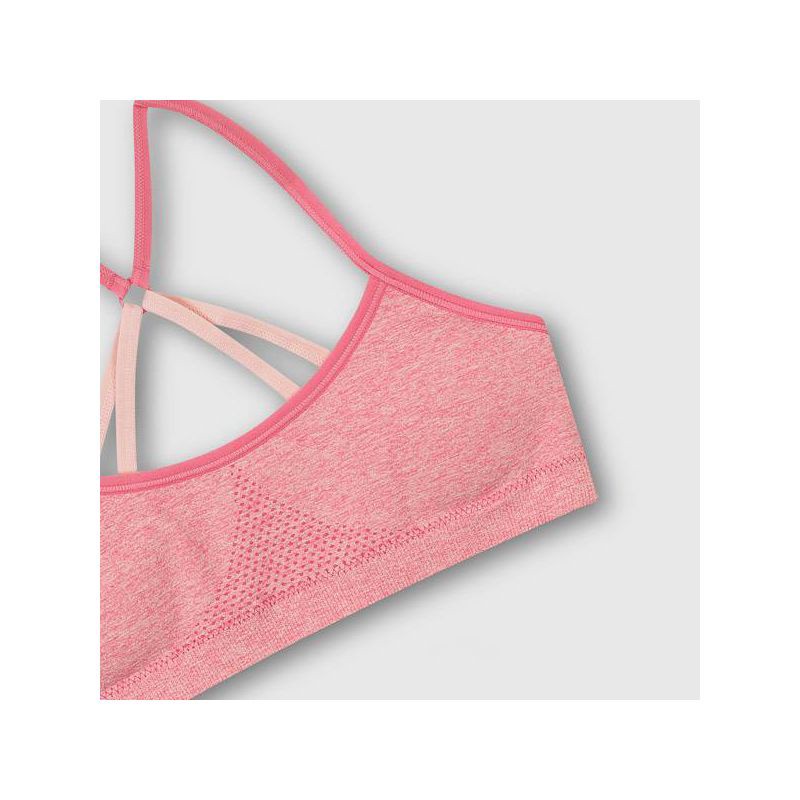 slide 3 of 3, Hanes Girls' 2pc Seamless Foam Strappy Back Wirefree Bralette - Pink/Gray XL, 2 ct