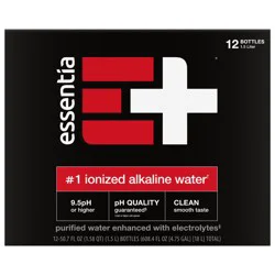 Essentia Bottled Water, 1.5 Liter, 12-Pack, Ionized Alkaline Water