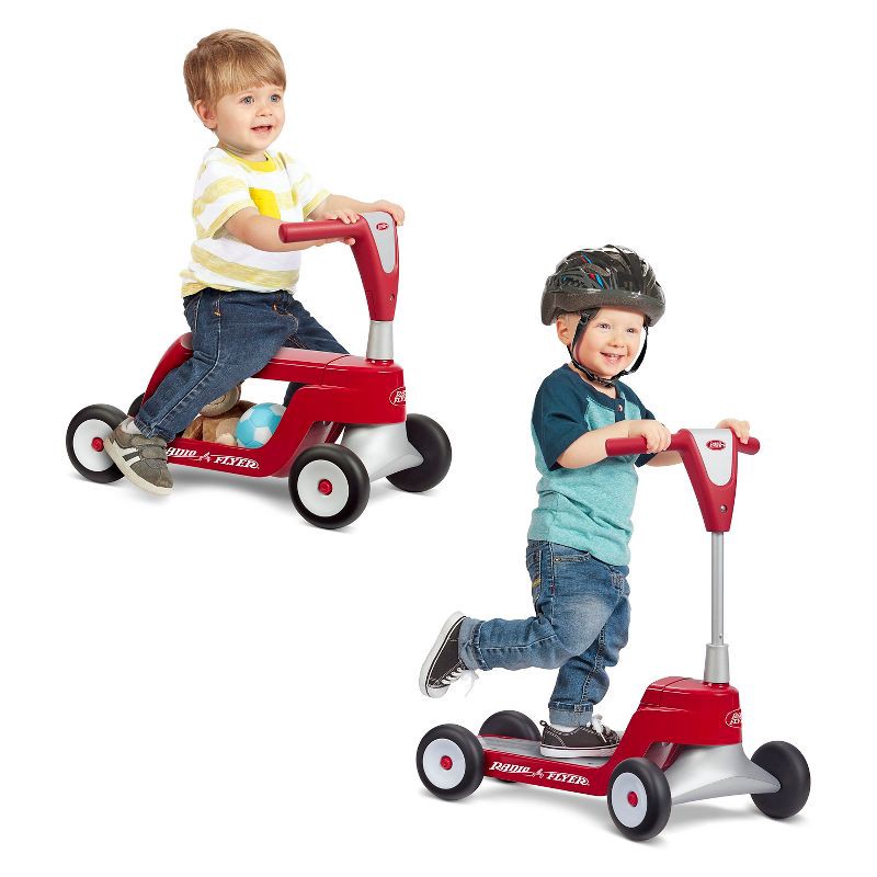 slide 2 of 10, Radio Flyer Scoot 2 Scooter - Red: Steel & Plastic, Ages 1-4, 44.1 lbs Capacity, 44.1 lb