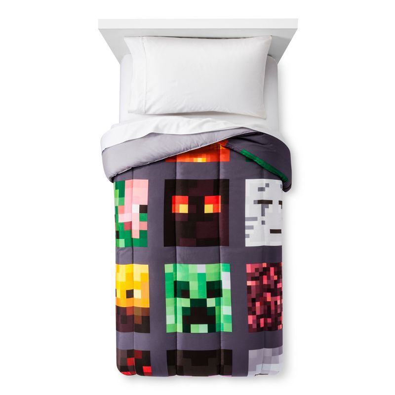 slide 2 of 4, Minecraft Full Good vs Evil Reversible Kids' Comforter Gray, 1 ct