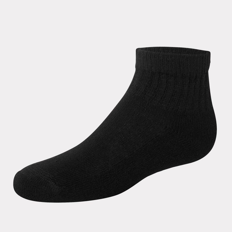 slide 4 of 5, Hanes Boys' 12pk Cushioned Ankle Athletic Socks - Black S, 12 ct